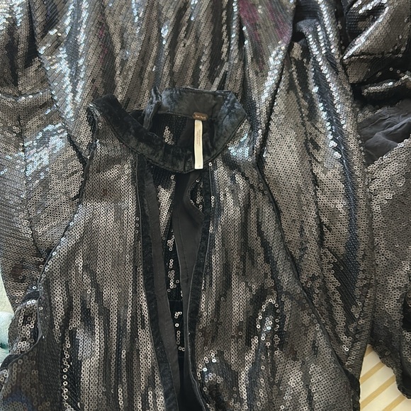 FREE PEOPLE FILM NOIR BLACK SEQUIN MINI DRESS SIZE 2 MSRP $98.00 NWOT - Picture 9 of 9